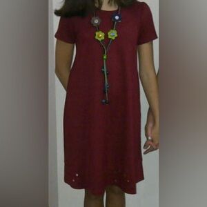 FIT Nina dress girls - burgundy - laser cut fabric